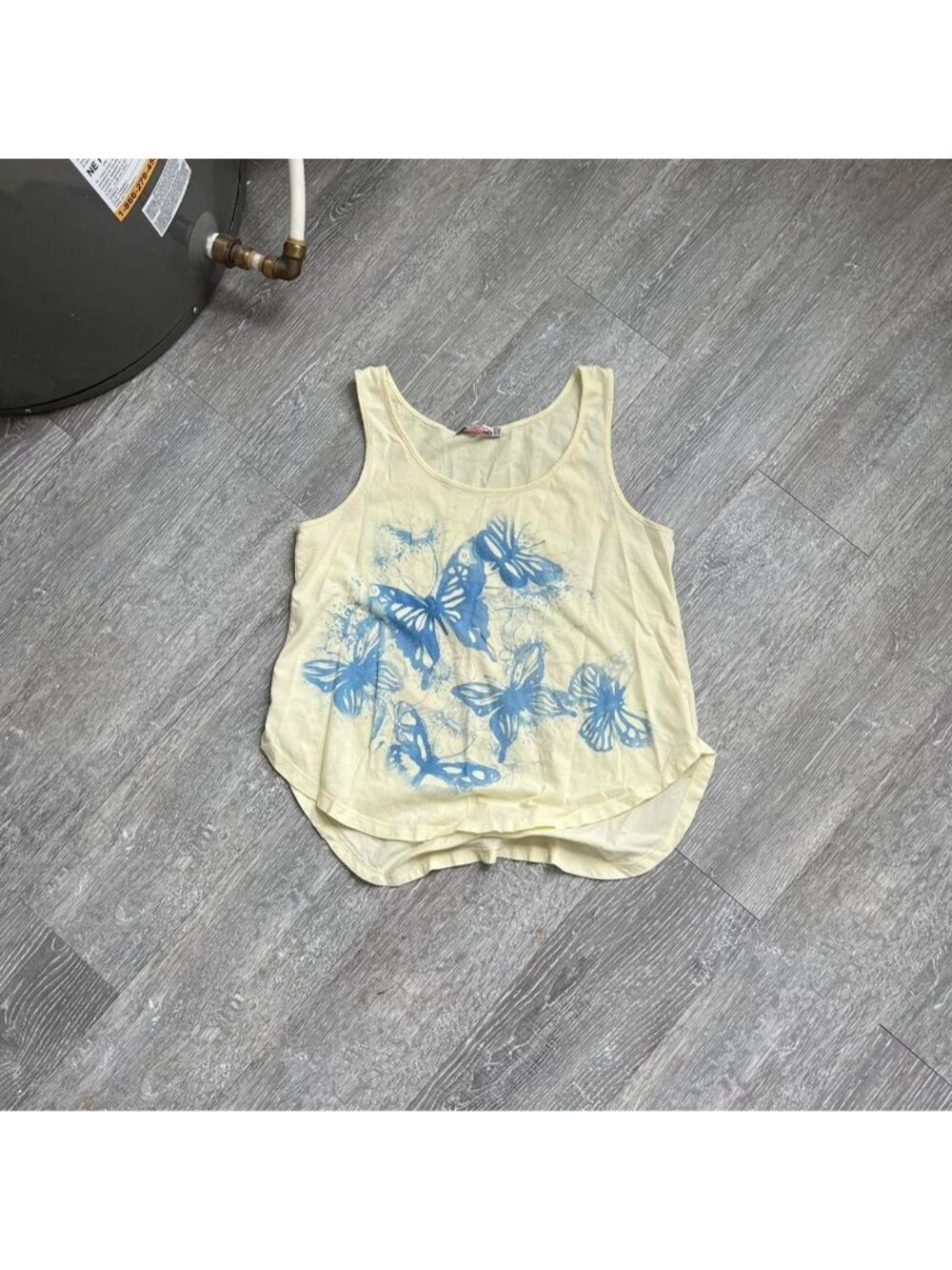 Yellow / Blue Vintage “Collezione” Y2K Graphic Butterfly Tank Top / Shirt